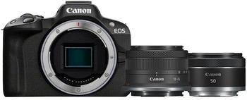 Canon EOS R50 Kit 18-45 mm + 50 mm schwarz