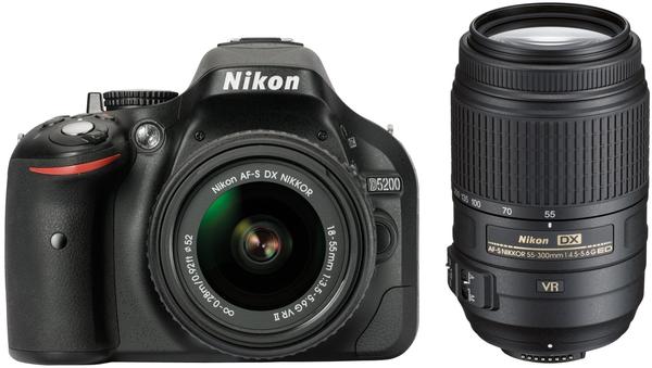 Nikon D5200 schwarz + 18-55mm VR II + 55-300mm VR