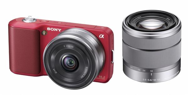 Sony NEX-3D rot + 16mm + 18-55mm OSS