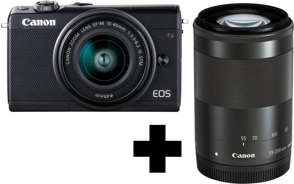 Canon EOS M100 Kit 15-45 mm + 55-200 mm schwarz