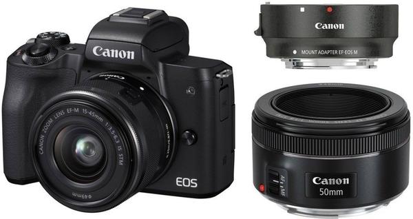 elektronischer Sucher Allgemeine Daten & Objektiv Canon EOS M50 Kit 15-45 mm + 50 mm schwarz
