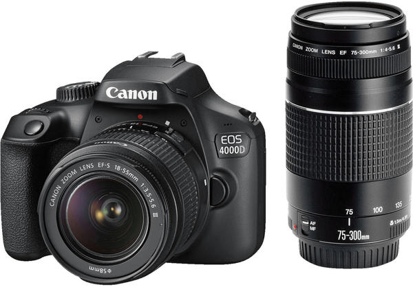 Canon EOS 4000D + 18-55 DC + 75-300 DC SLR-Kameragehäuse 18MP 5184 x 3456Pixel Schwarz