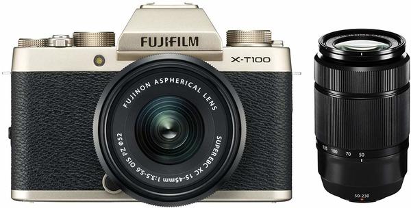 Fujifilm X-T100 gold + XC 15-45mm OIS PZ schwarz + XC 50-230mm OIS II