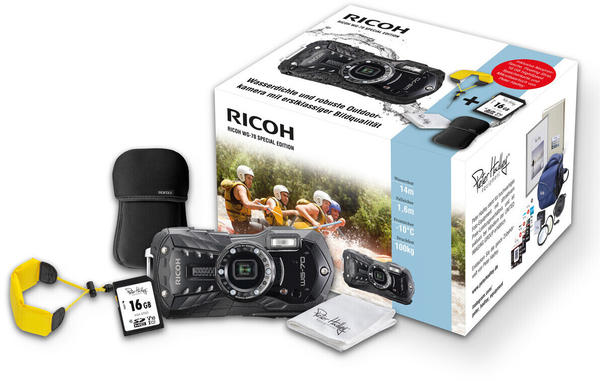 Ricoh WG-70 Special Edition schwarz inkl Neoprencase/Strap+PH 16GB SD Karte/Tuch