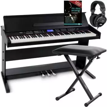 Funkey DP-88 II Digitalpiano 88 Tasten, schwarz, Set mit Keyboardbank, Kopfhörer & Klavierschule (00066196)