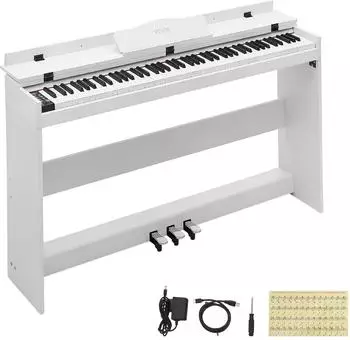 VEVOR Digitalpiano 88 halbgewichtete Tasten, 128 Kl&auml;nge, wei&szlig;
