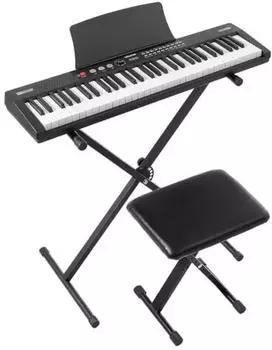 VEVOR Digitalpiano 61 Tasten halbgewichtet, 128 Klänge, mit Ständer & Hocker
