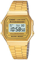 Casio A168WG-9WDF Vintage Unisex-Digitaluhr mit goldfarbenem Edelstahlband