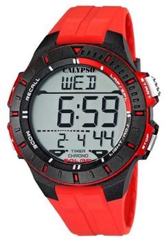 Calypso by Festina Digitale Herrenuhr 8 Alarme Chrono Stoppuhr Zweite Zeitzone, .:K5607/5 Rot