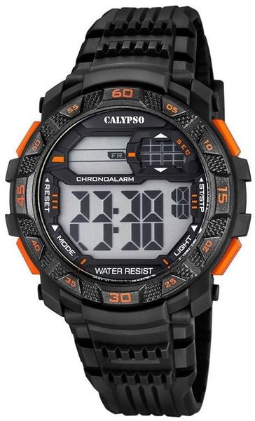 Calypso Herrenarmbanduhr Quarzuhr Kunststoffuhr mit Polyurethanband digital K5702 schwarz/orange