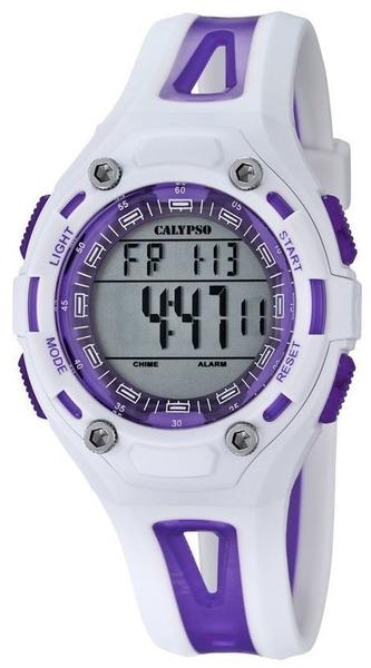 Calypso Unisex Armbanduhr Digitaluhr mit LCD Zifferblatt Digital Display und weißem Kunststoff Gurt k5666/2