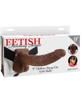 Pipedream Fetish Fantasy Series 9" Hollow Strap-On with Balls Brown