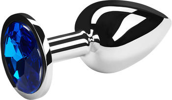 E.I.S. Metal-Analplug with Crystal 7cm silber&blau