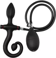 Rimba Latex Play Aufblasbarer Analplug mit Griff und Pumpe Schwarz