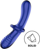 Satisfyer Double Crystal - doppelseitiger Glasdildo (blau)