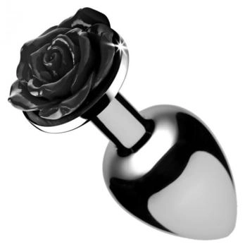 XR Brands Booty Sparks Anal Plug M Black Rose 3,4 cm