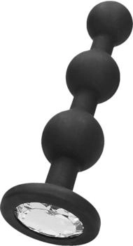 Ouch! Silicone Beaded Diamond Butt Plug - Black 4 cm