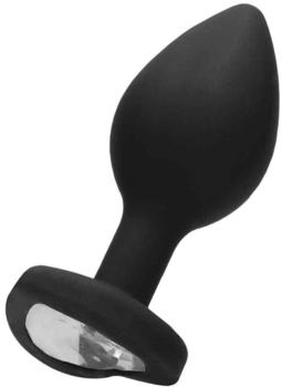 Ouch! Diamond Heart Butt Plug - Large - Black 3,5 cm