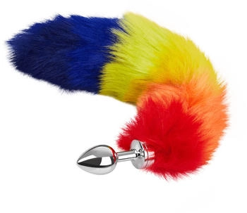 Rimba Buttplug Small with Tail 37 cm regenbogen | edelstahl