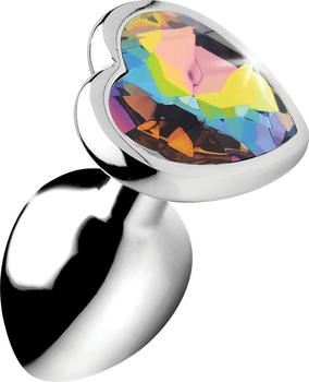 XR Brands Booty Sparks - Rainbow Prism Heart Small 7,1 cm silber | bunt
