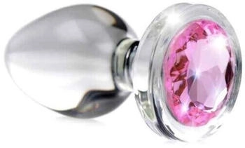 XR Brands Master Series Pink Gem Glass Anal Plug Medium 3,3 cm