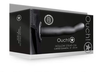 Ouch! Shots Gekrümmter hohler Strap-On grau 20 cm