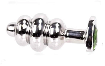 Kiotos Heartshaped Jewelled Ribbed Buttplug 4 cm