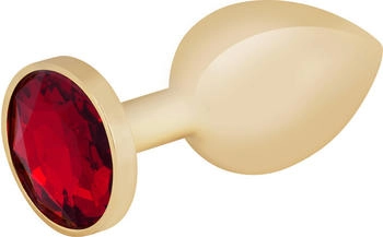 Rimba Edelstahl-Dildo mit Kristall gold 7,5 cm edelstahl
