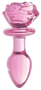XR Brands Booty Sparks Glass Medium Anal Plug - Pink Rose 3,3 cm