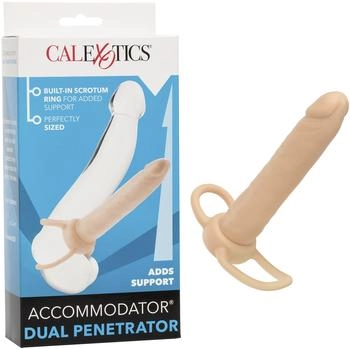 CalExotics Accommodator Dual Penetrator Dildo Beige 13,25 cm ⌀ 3,25 cm