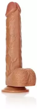 RealRock Straight Realistic Dildo Balls Suction Cup Hellbraun 25,5 cm