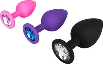 E.I.S. Konische Analplugs aus Silikon 3 Größen pink | lila | schwarz