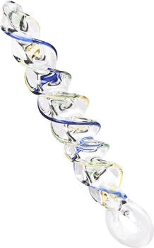 E.I.S. Glasdildo im Spiral-Design 18 cm transparent | blau | gelb