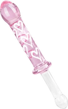 E.I.S. Glasdildo mit Herz-Applikation 22 cm rosa | transparent