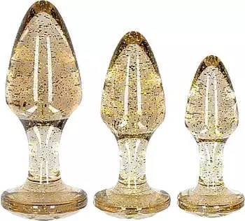 Ouch! Glitter Butt Plug Set - Gold
