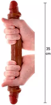 ToyJoy Get Real Silicone Foreskin Double Dong Braun 35 cm &oslash; 3,5 cm