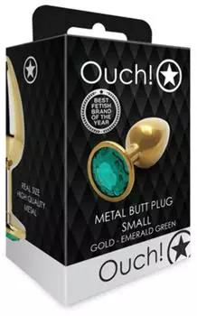 Ouch! Shots Runder Edelstein Anal Plug Gold Smaragdgr&uuml;n klein Gold...