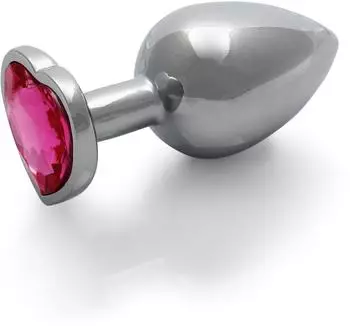 Ouch! Shots - Herz Edelstein Anal Plug groß Silber ⌀ 4 cm