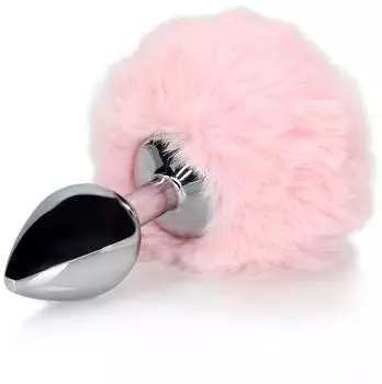 Ouch! Shots - Hasenschwanz mit Metall Butt Plug - Pink