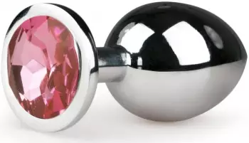 EasyToys Metal Butt Plug Crystal silver/pink M