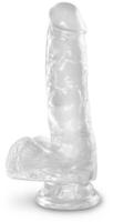 King Cock Clear 6 - Saugnapf, kleiner Hoden-Dildo (15 cm) transparent