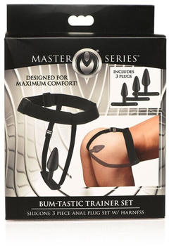 Master Series Bum-Tastic Trainer Set Silicone 3 Piece Anal Plug Set with Harness