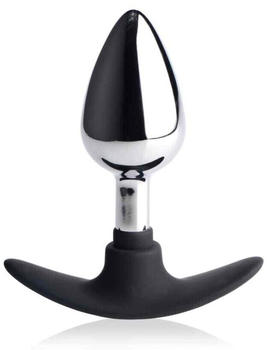 Master Series Dark Invader - Metal & Silicone Anal Plug - Medium - Silver 4,9 cm