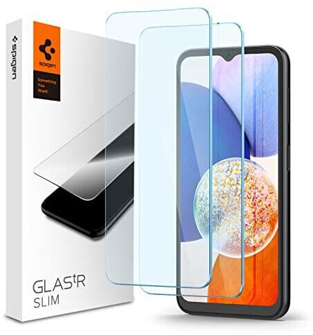 Spigen Glas.tR Slim Schutzfolie kompatibel mit Samsung Galaxy A14 5G, Galaxy A14 4G (LTE), 2 Stück, Kratzfest, 9H Härte Folie