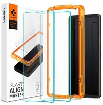Spigen AlignMaster Schutzfolie kompatibel mit Sony Xperia 10 V, 2 Stück, Kratzfest, 9H Härte Folie