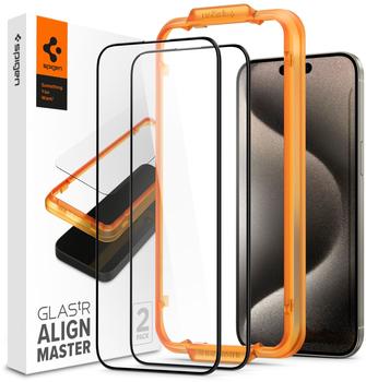 Spigen Glass tR AlignMaster 2 Pack FC Black iPhone 15 Pro Max