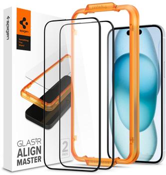 Spigen Glass tR AlignMaster 2 Pack FC Black iPhone 15