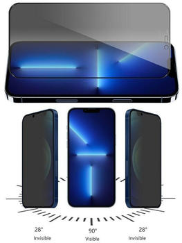 Wigento Schutzfolie Für Apple iPhone 12 / 12 Pro 3D Premium 0,3 mm H9 Privacy Hart Glas Schwarz Folie Schutz Neu