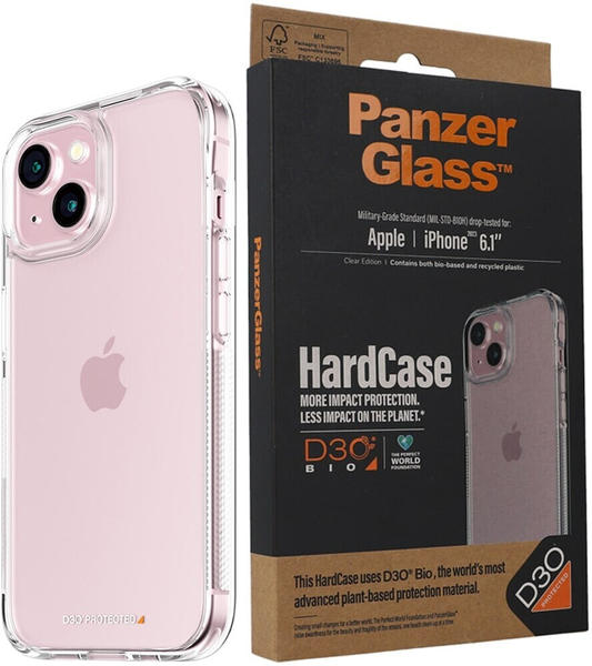 PanzerGlass Antibakterielle Schutzhülle PanzerGlass HardCase für Apple iPhone 15, Transparent