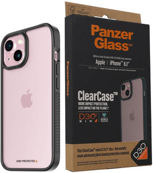 PanzerGlass Antibakterielle Schutzhülle PanzerGlass ClearCase für Apple iPhone 15,Schwarz